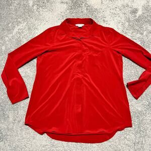Athleta Shirt Womens Small Urbanite Top 2.0 Long Sleeve Button Red Performance